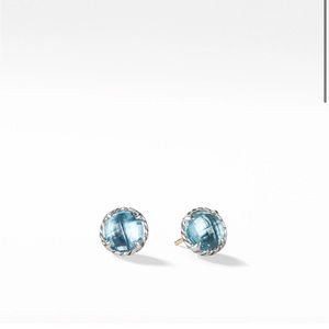Petite Chatelaine® Stud Earrings in Sterling Silver with Blue Topaz
